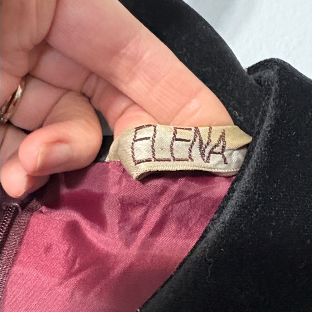 Vintage Elena Tartan Plaid Velvet Collar Dress Wool Feel Med? - Picture 3 of 8
